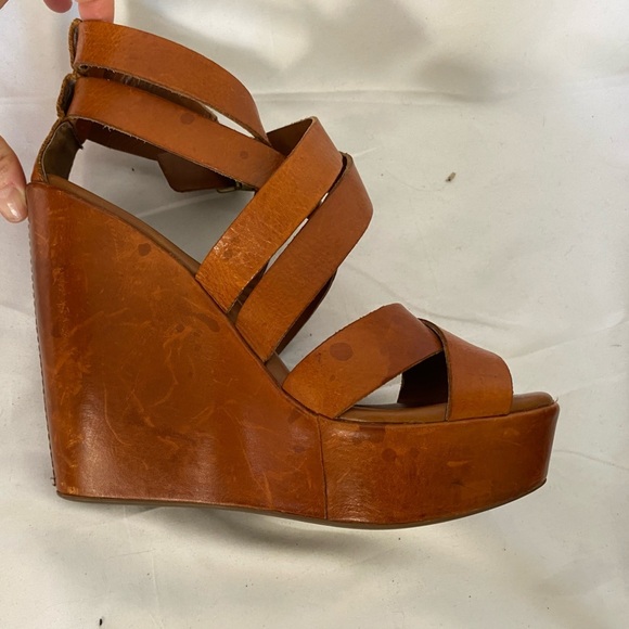 Kork-Ease Platform wedge heels rusty brown leather, strappy, size 38 size 7 - Picture 6 of 14